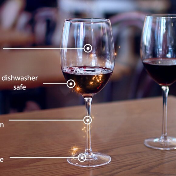 Classic Wine Glasses with Stems l (15oz) l Hand Blown Premium Crystal l Set of 4 - Picture 3 of 10